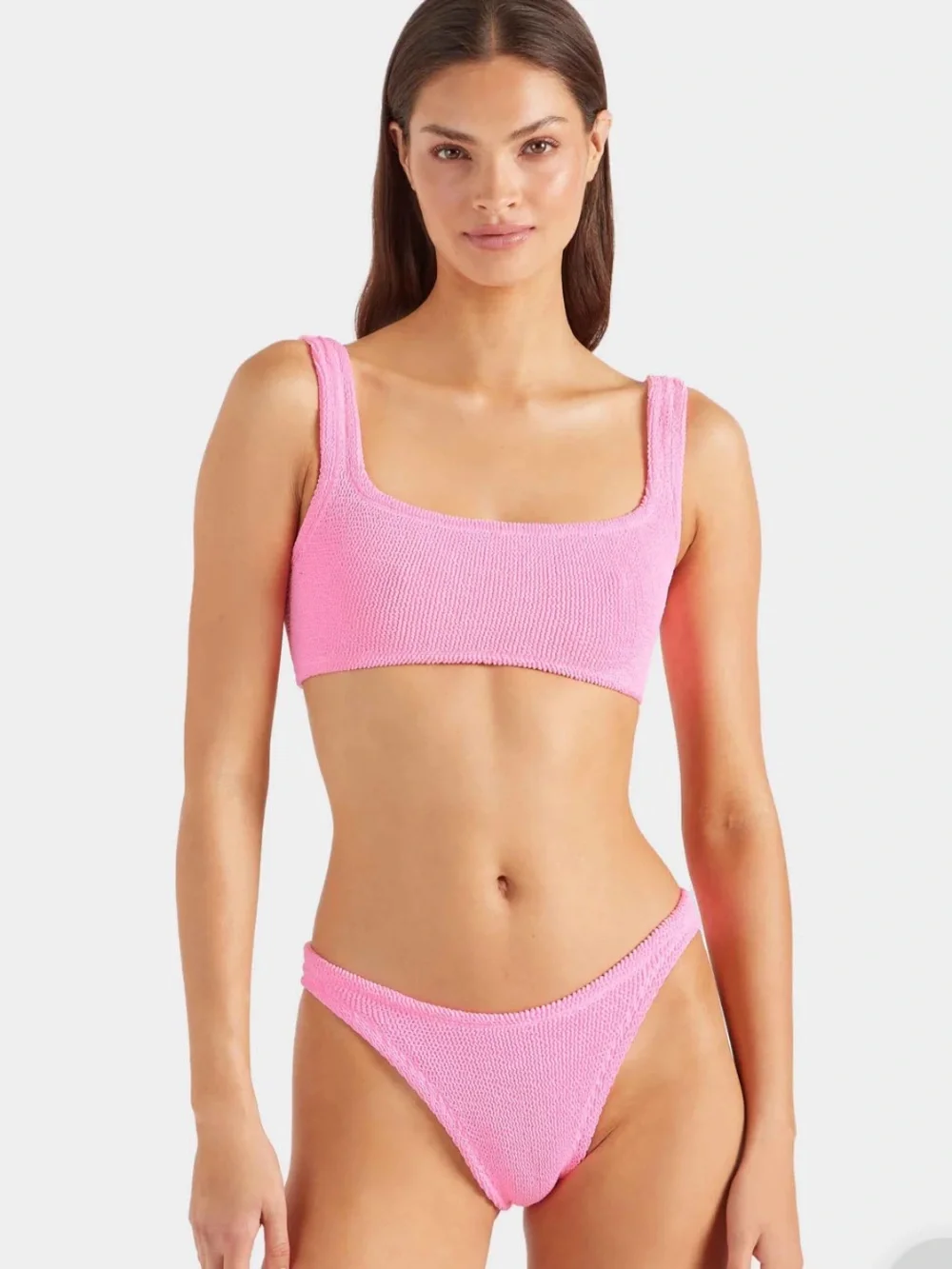 Hunza G Xandra Seersucker Bikini Set Bubblegum OS NWT